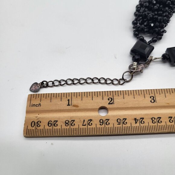 VTG Nakamol Thailand Bib Collar Statement Necklace Beaded Black Gray - Picture 8 of 14